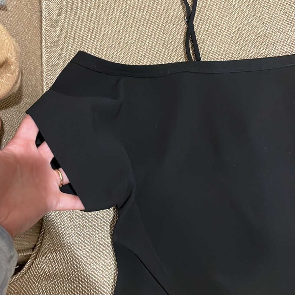 Black Off Shoulder Boxy Top - Picture 2 of 4
